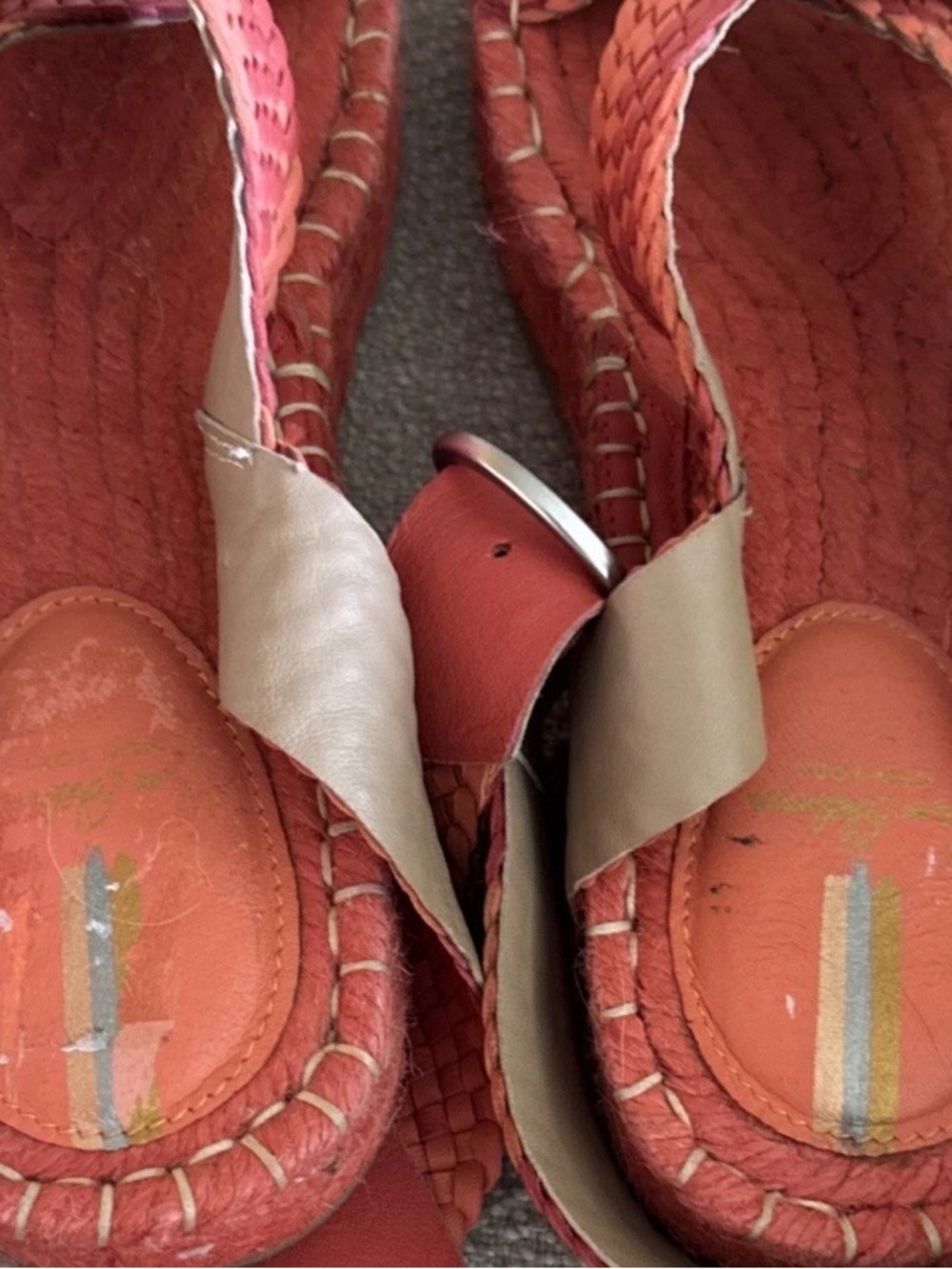 Sam Edelman Dakota Orange Red Braided Leather Wedge Sandals Size 8.5 - Picture 8 of 8